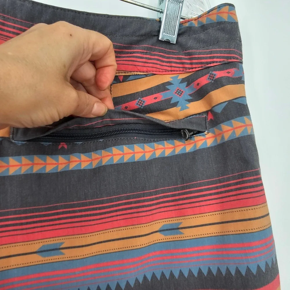 Faherty Board Shorts 36‎ Gray Orange Southwestern Aztec Surf Beachwear Poolside